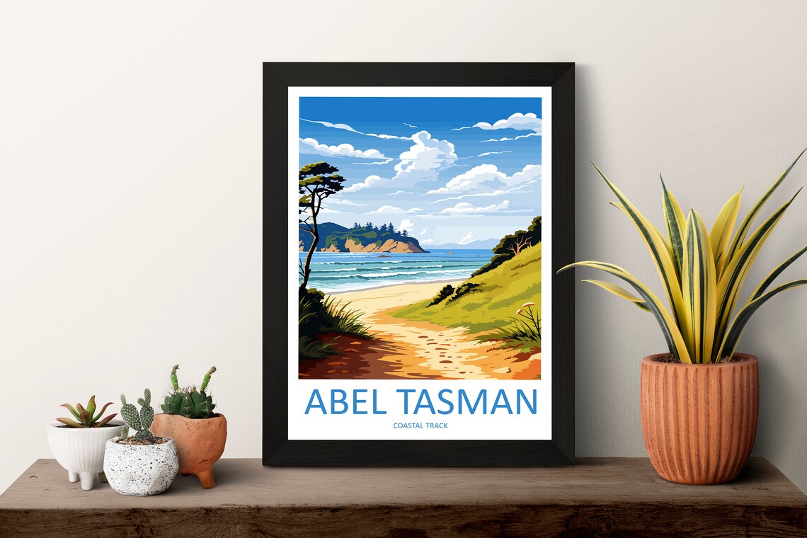 Abel Tasman Coastal Track Beach Trail New Zealand Coast Travel Poster - Image 3