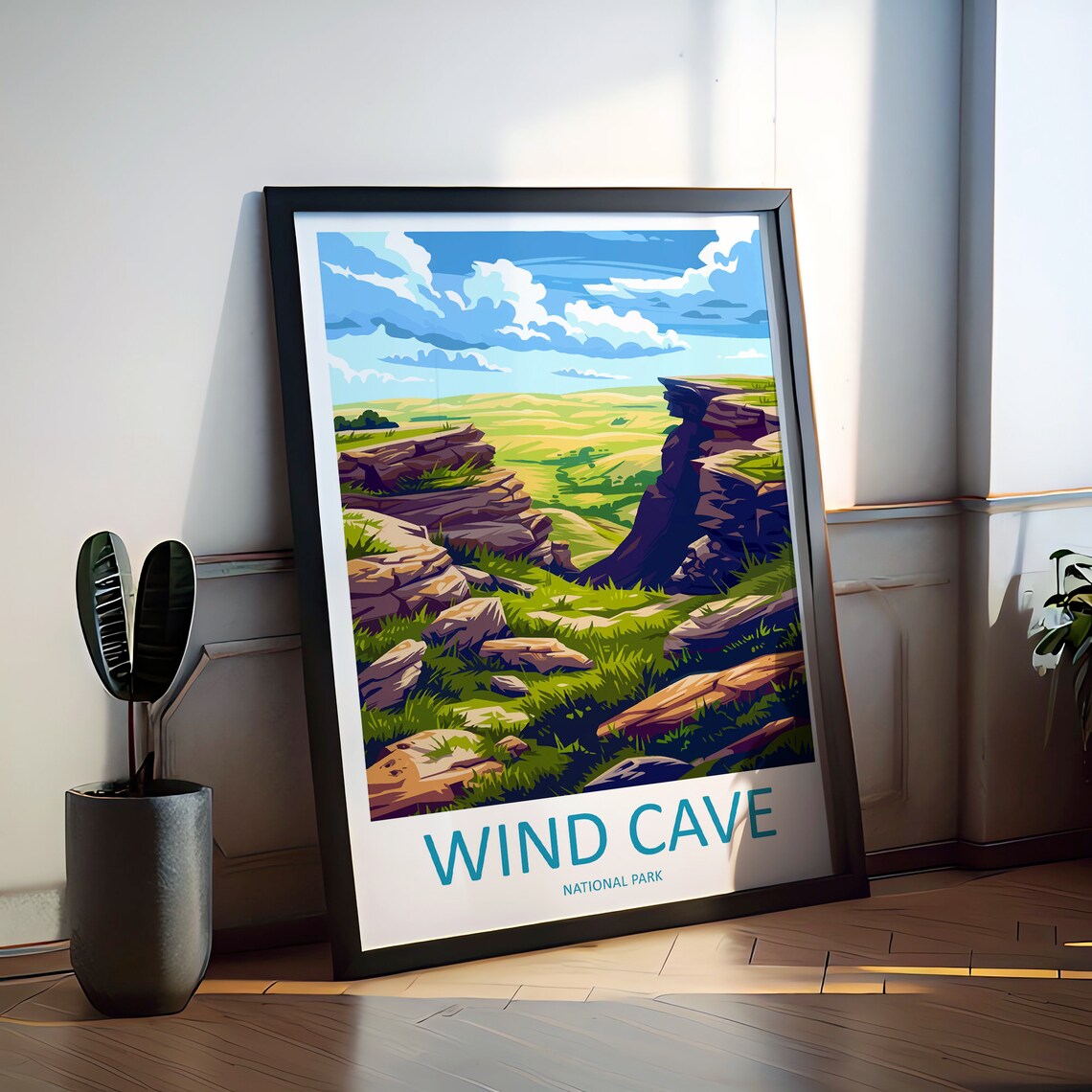 Wind Cave National Park Rocky Canyon Prairie Vista Travel Poster - Image 2