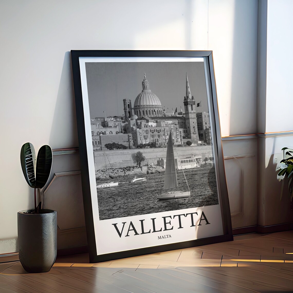 Valletta Malta Grand Harbour Sailboat Sunset View Photo Poster - Image 2