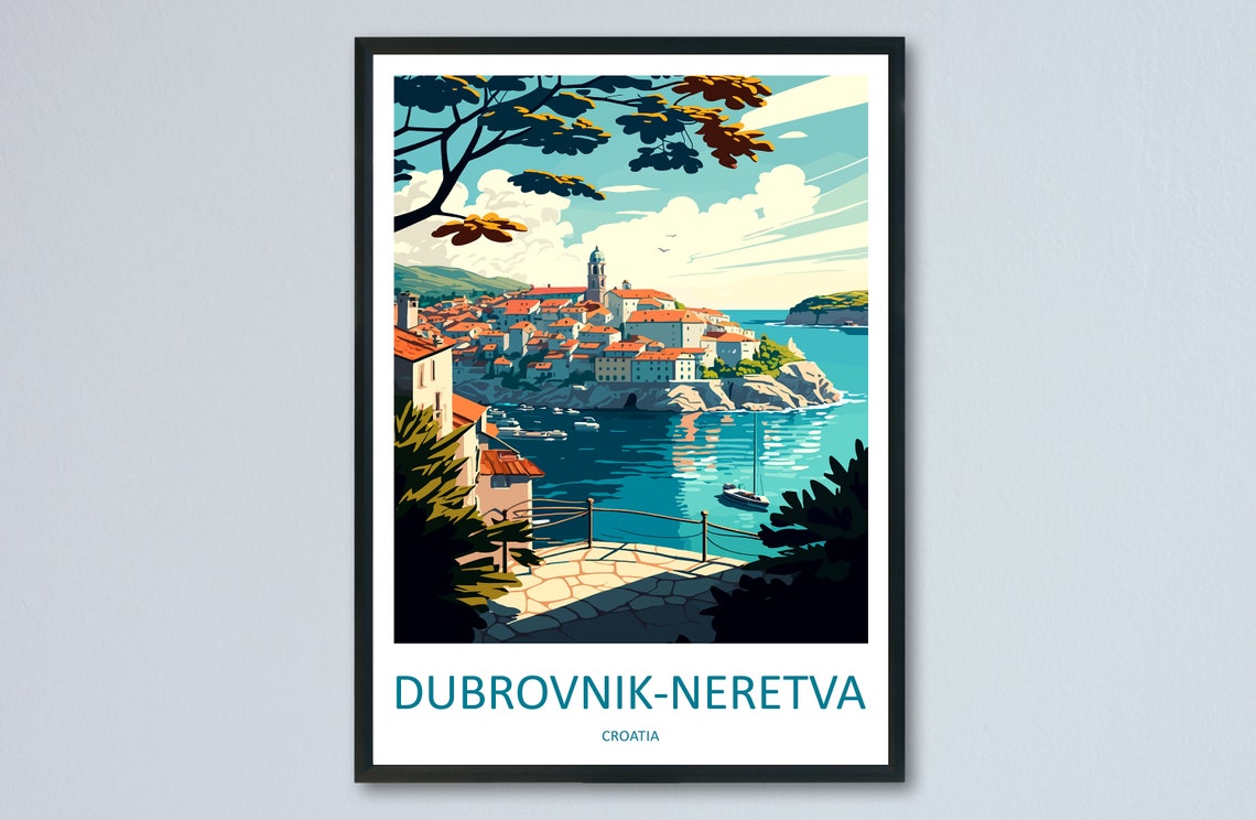 Dubrovnik Neretva Coastal Town Over the Sparkling Adriatic Poster