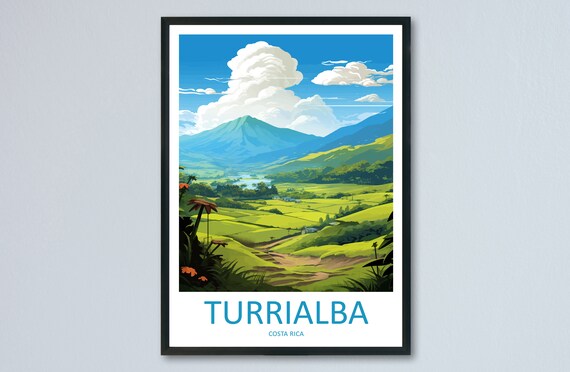 Turrialba Costa Rica Volcano Patchwork Valley Overlook Meadow Travel Poster