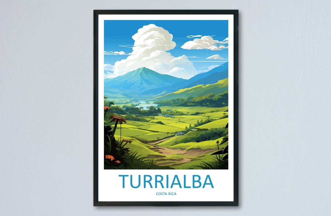 Turrialba Costa Rica Volcano Patchwork Valley Overlook Meadow Travel Poster