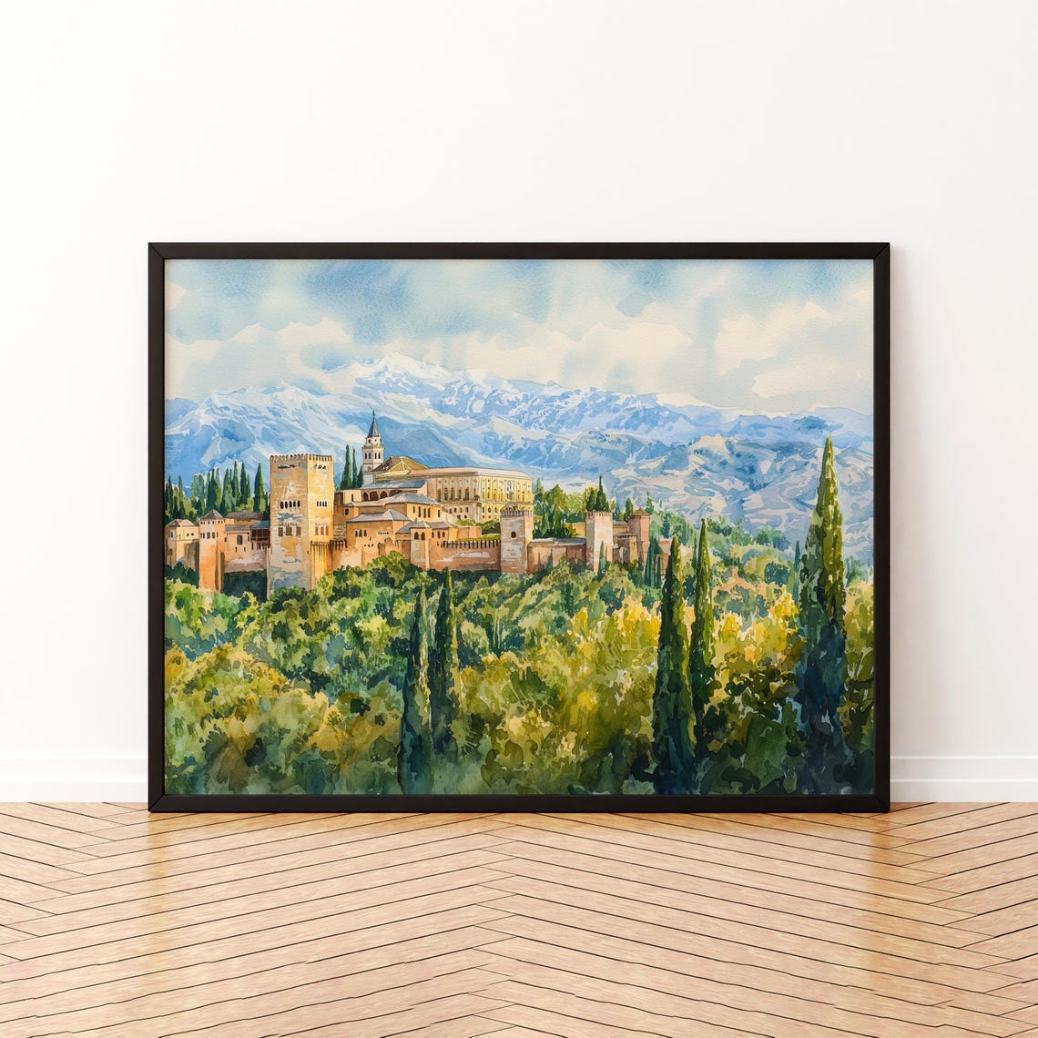 Granada Watercolor Poster Landscape Wall Art Hanging Home Dcor Gift Lovers Spain
