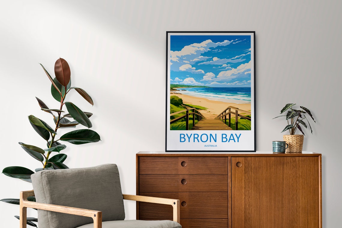 Byron Bay Australia Boardwalk Beach Coastal Scene Travel Poster - Image 2
