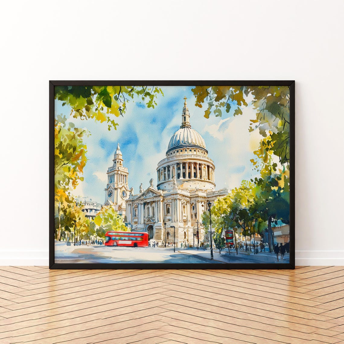 St Pauls Cathedral London Watercolor Poster Travel Print Historic Landmark Painting City Wall Art Uk Decor Souvenir