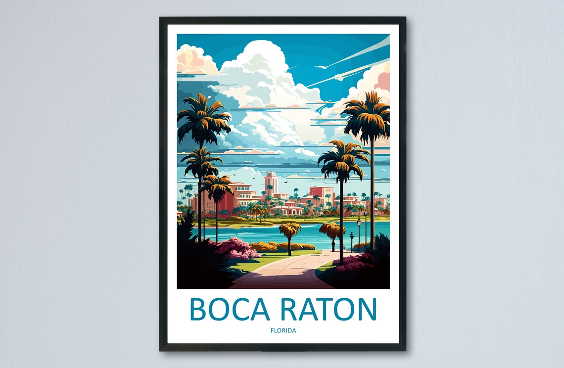 Boca Raton Travel Poster, Florida Place Print