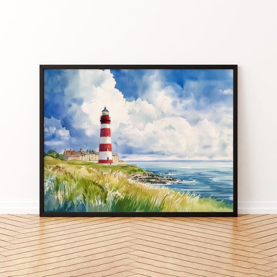 Plymouth Devon Watercolor Poster Travel Print Coastal City Painting Harbour Wall Art South West England Souvenir