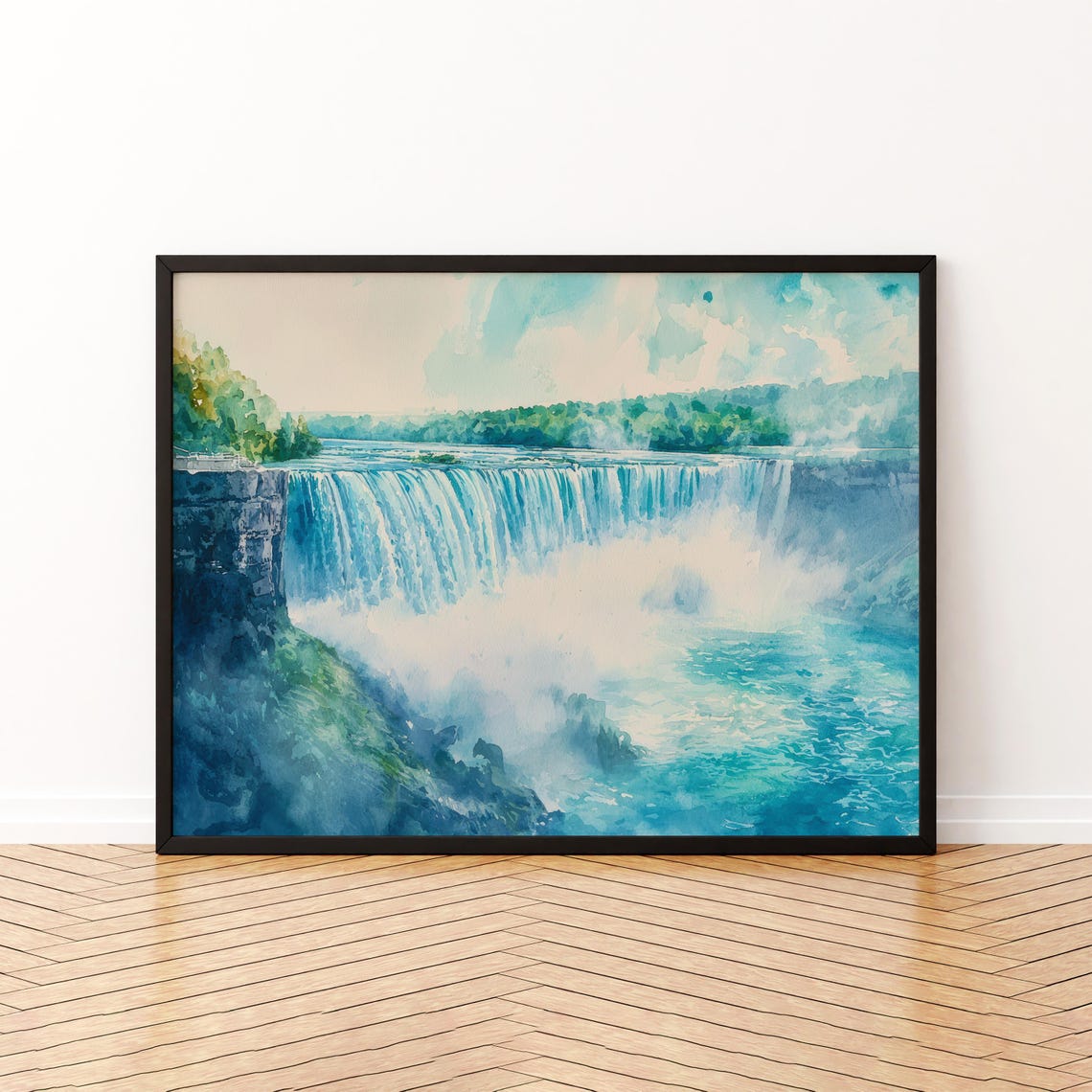 Niagara Falls Watercolor Poster Landscape Wall Art Hanging Home Dcor Gift Lovers United States