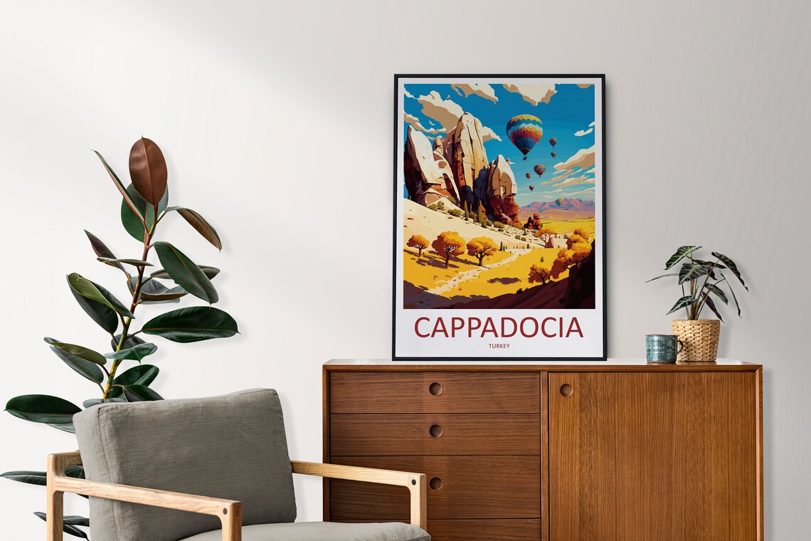 Cappadocia Turkey Hot Air Balloons Over Fairy Chimneys Poster - Image 2