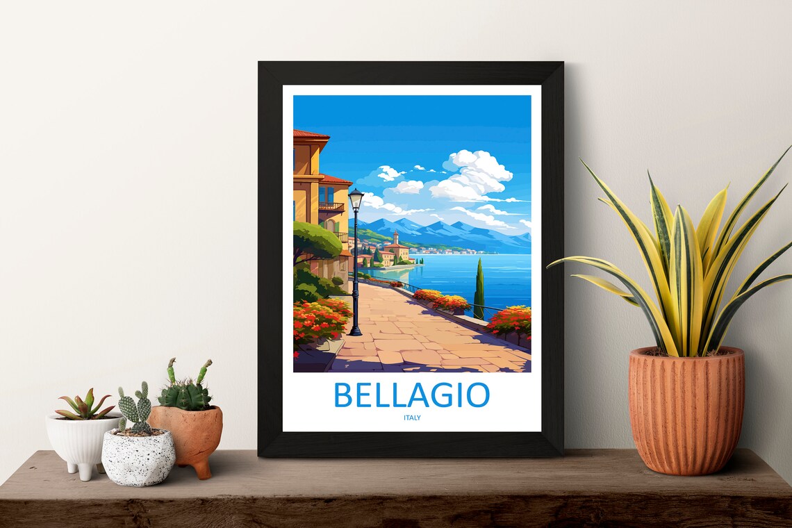 Bellagio Italy Lake Como Lakeside Promenade Spring Travel Poster - Image 3