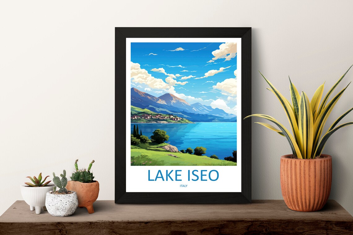 Lake Iseo Italy Lombardy Lakeside Mountains Village Vintage Poster Art - Image 3