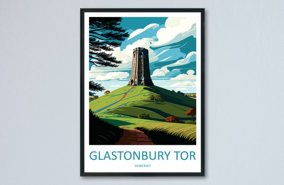 Glastonbury Tor Travel Poster, England Wall Art