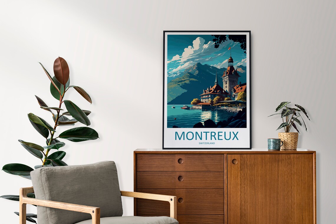 Montreux Travel Poster, Switzerland Wall Decor - Image 2