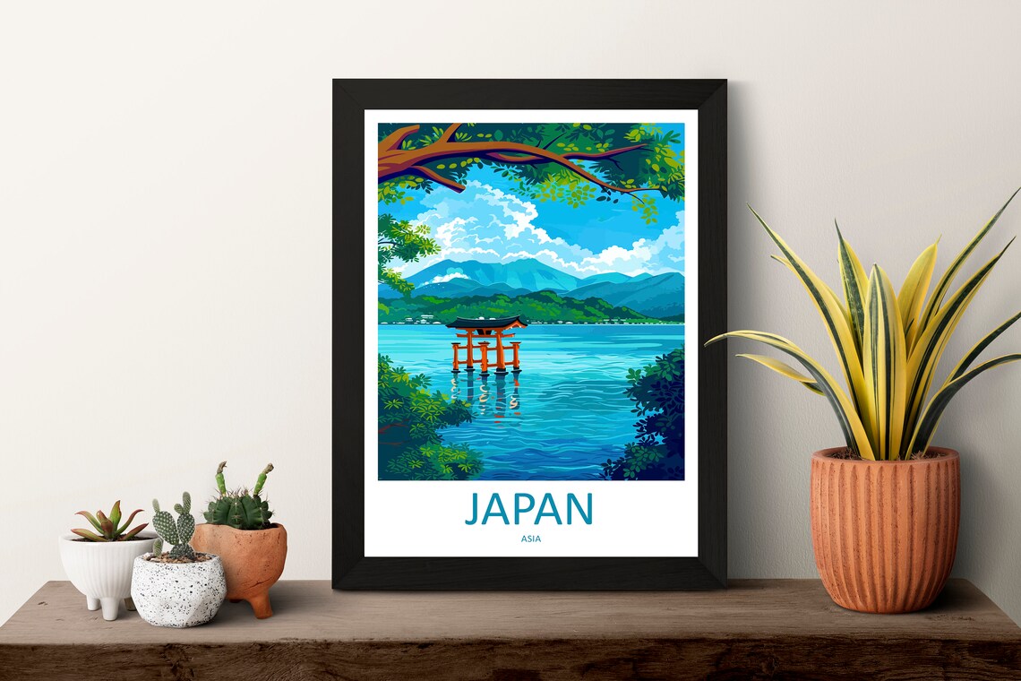 Japan Floating Torii Gate of Itsukushima in the Blue Inland Sea Poster - Image 3