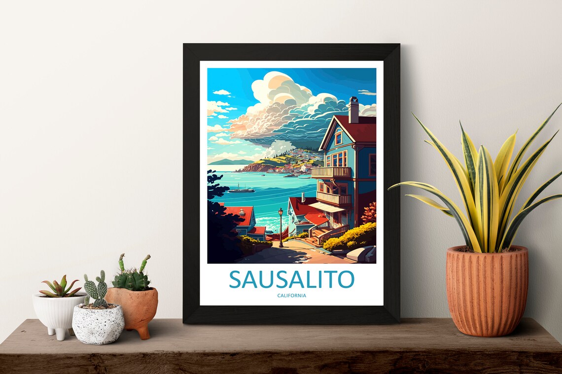 Sausalito Travel Poster, California Wall Art Print - Image 3