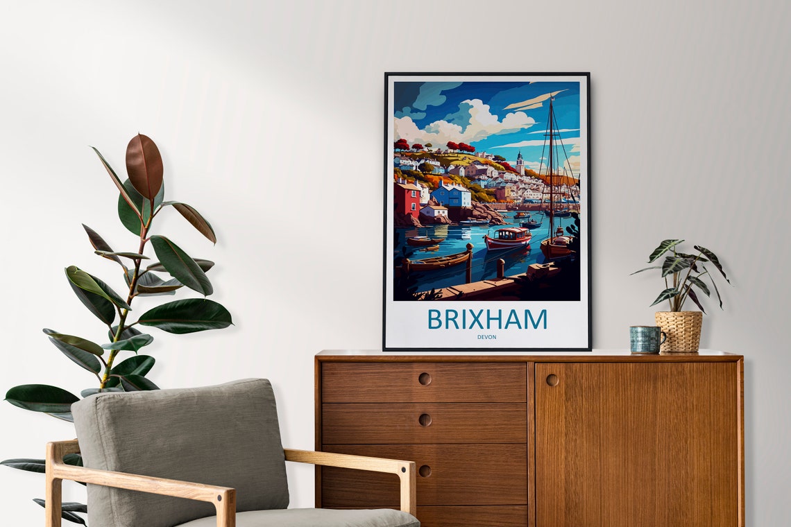 Brixham Harbour Fishing Boats Devon Coast England Travel Poster - Image 2