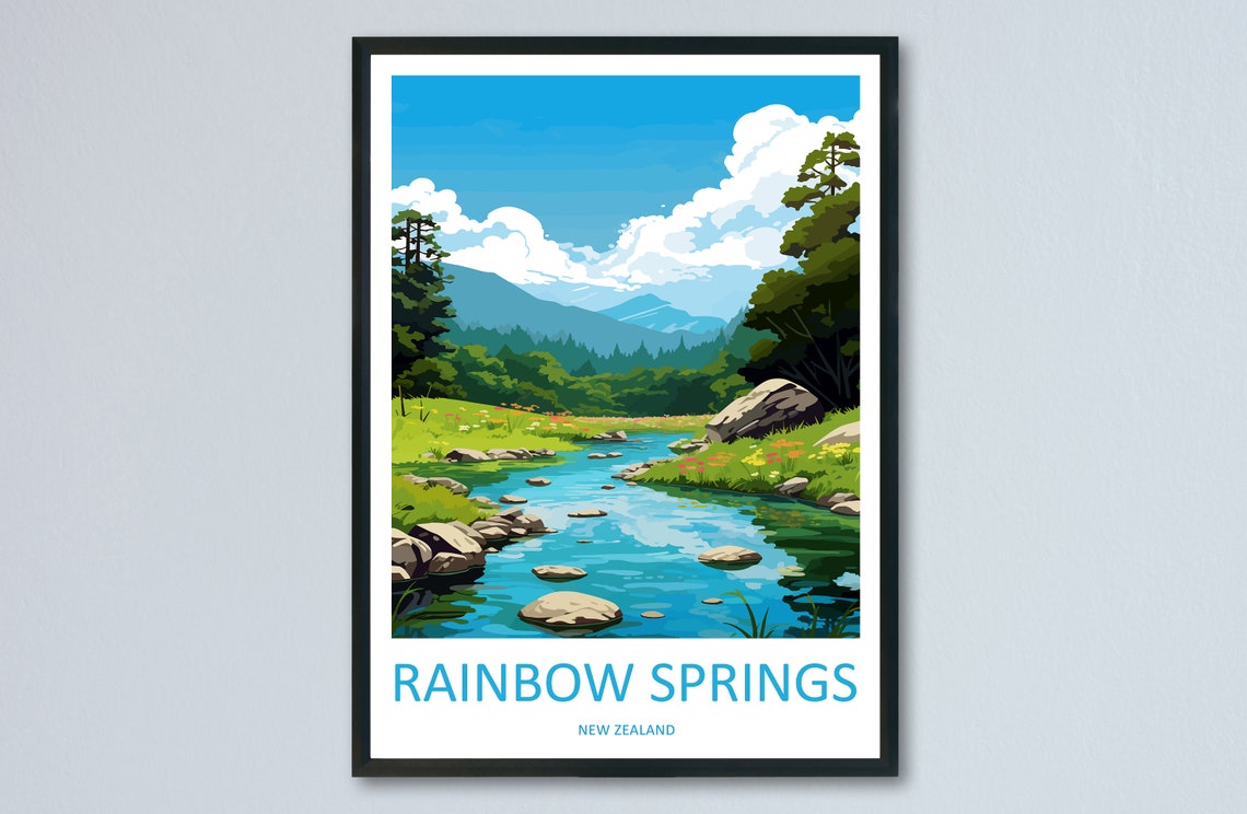 Rainbow Springs New Zealand Clear Spring Stream Over Stones Poster