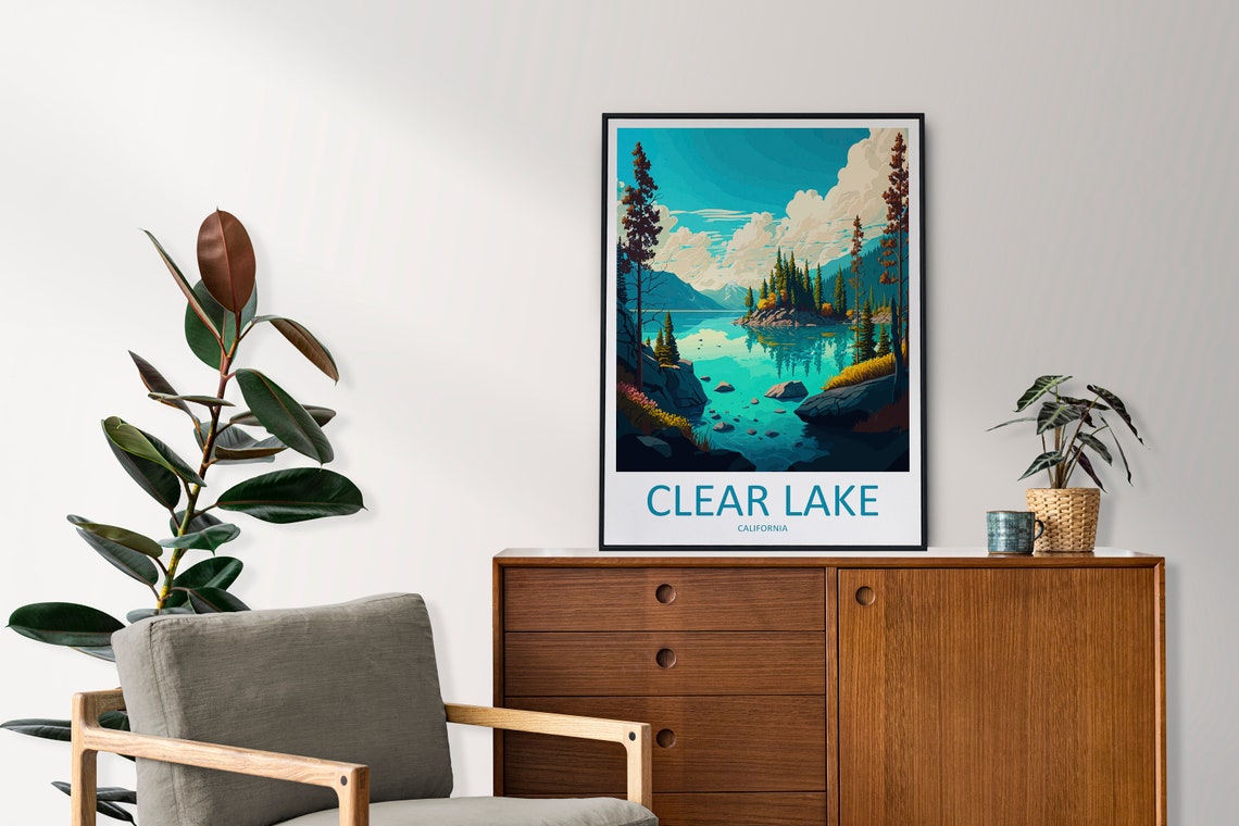 Clear Lake California Alpine Pine Forest Lake Reflection Poster - Image 2