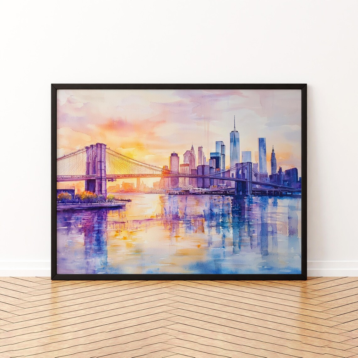 Brooklyn Bridge New York Watercolor Travel Poster