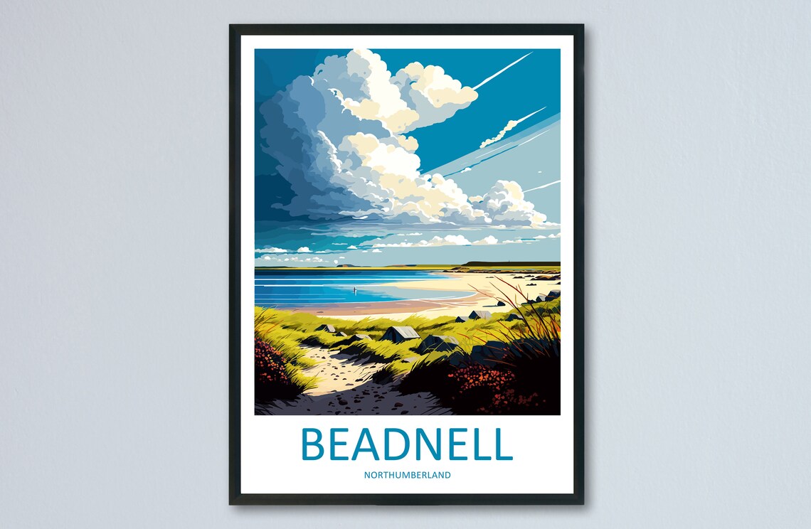 Beadnell Travel Poster, England Place Print