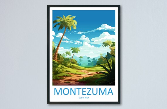 Montezuma Costa Rica Tropical Jungle Palms Pura Vida Travel Poster