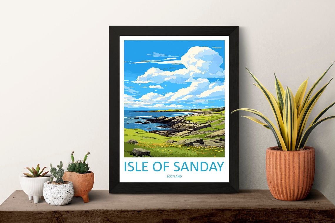 Isle Of Sanday Scotland Rocky Coast Meadow Cloud View Poster - Image 3