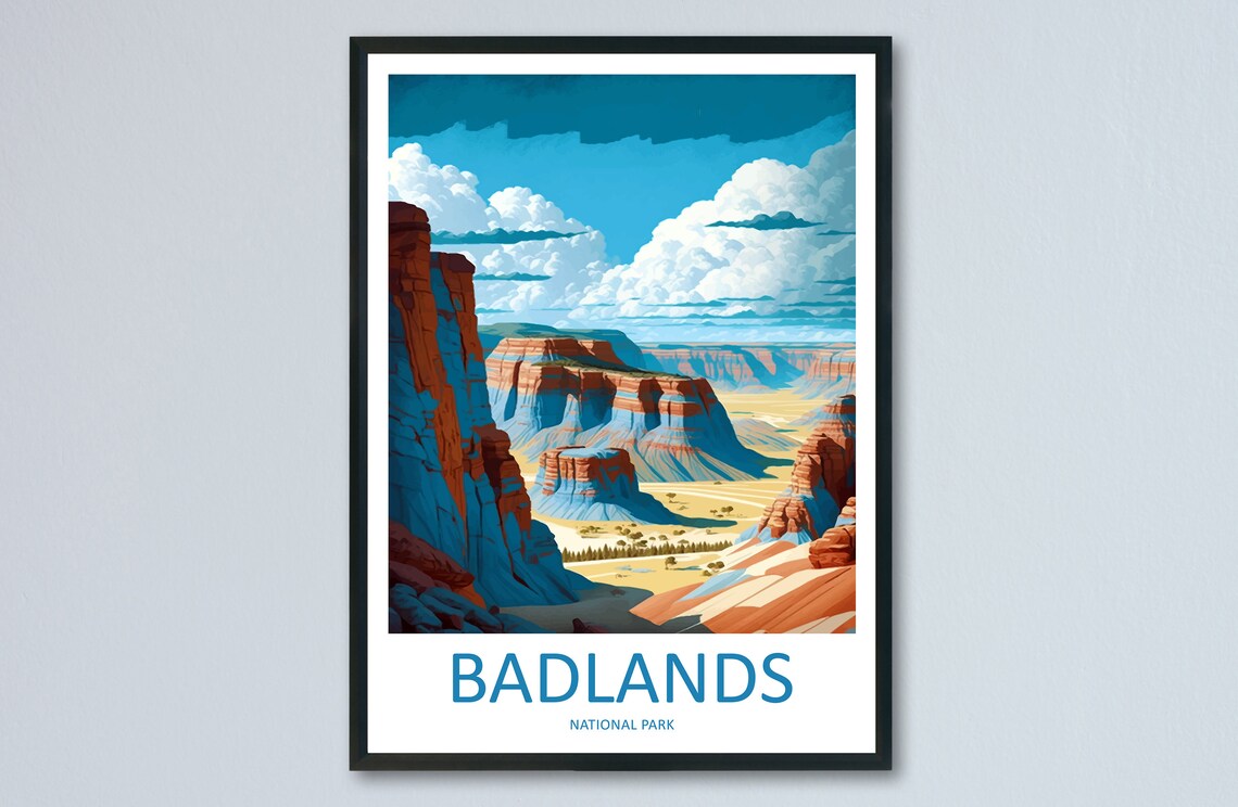 Badlands National Park Travel Poster, National Park Decor