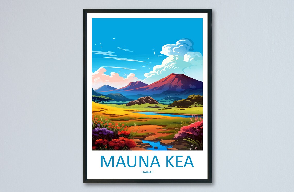 Mauna Kea Travel Poster, Hawaii Place Print