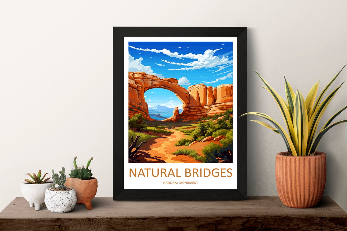 Natural Bridges National Monument Red Rock Arch Travel Poster - Image 3