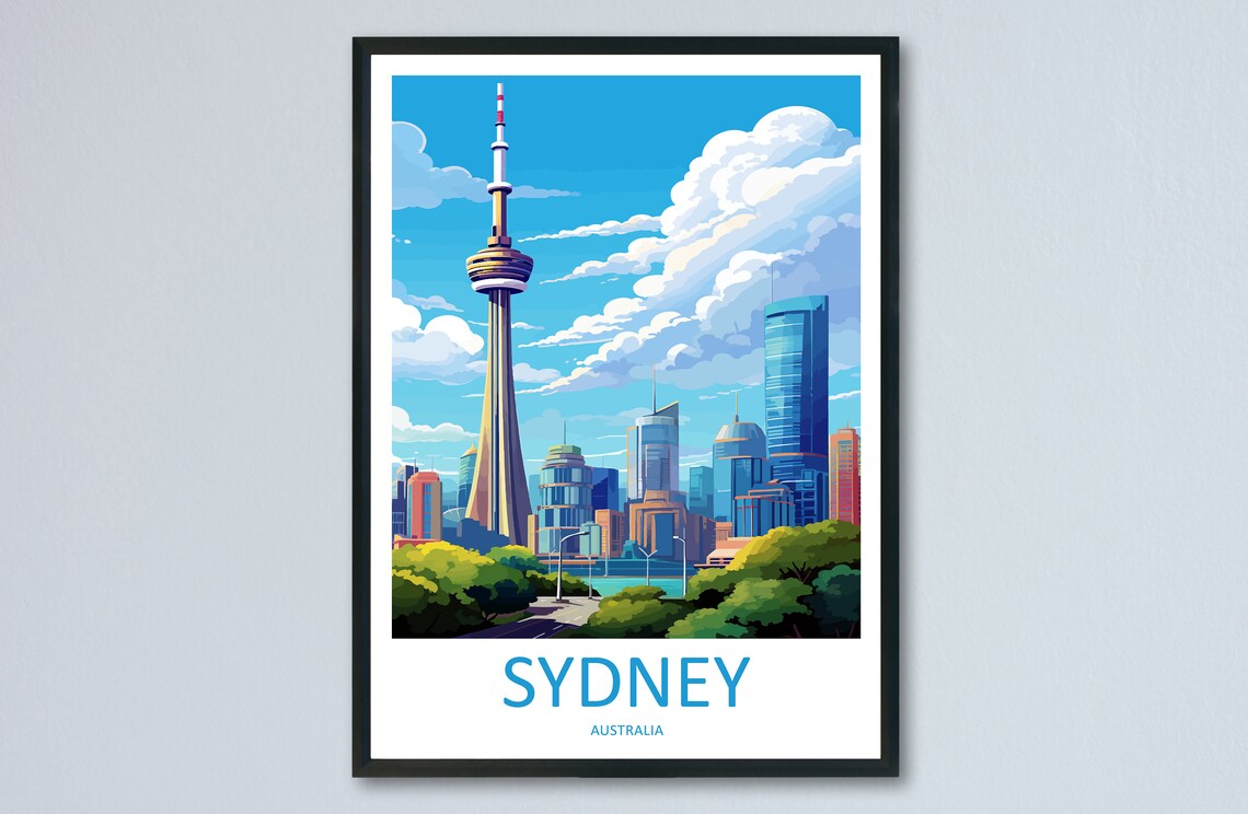 Sydney Australia City Skyline Tower Eye Urban Vista Travel Poster