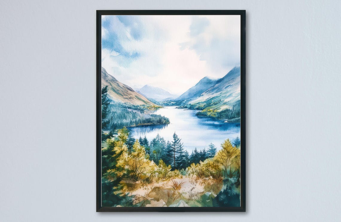 Thirlmere Lake District Reservoir Fells Reflections Watercolor Poster