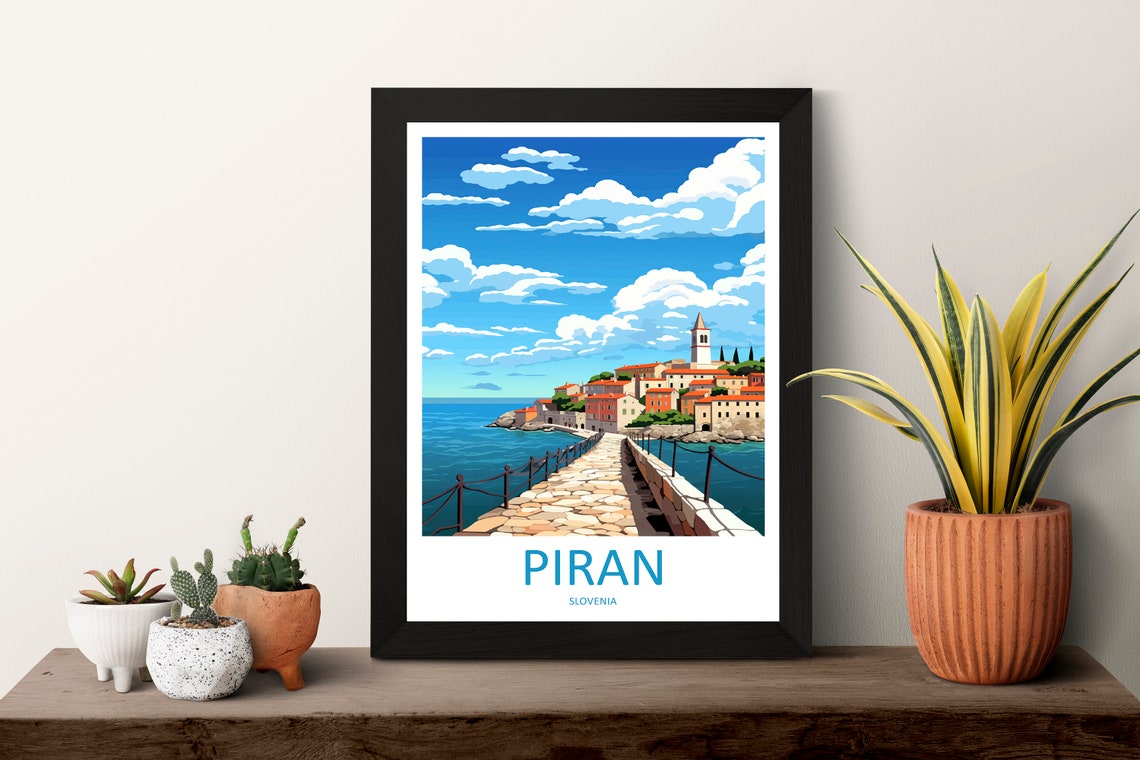 Piran Slovenia Seaside Old Town Stone Causeway Scenic Poster - Image 3
