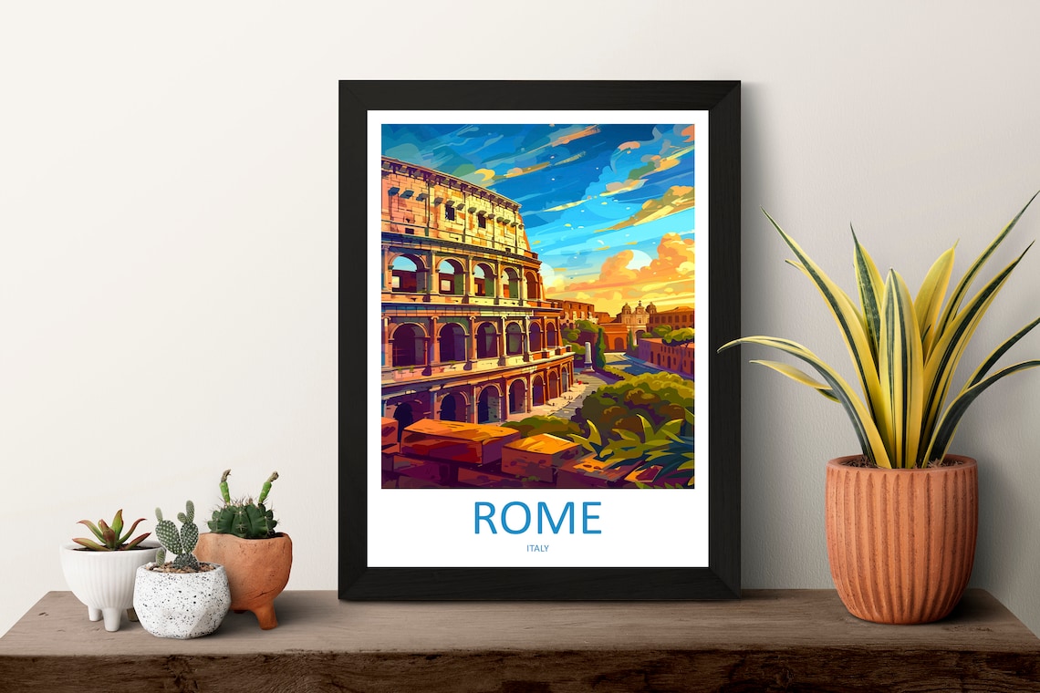 Rome Italy Colosseum Golden Sunset Landmark Street View Poster - Image 2