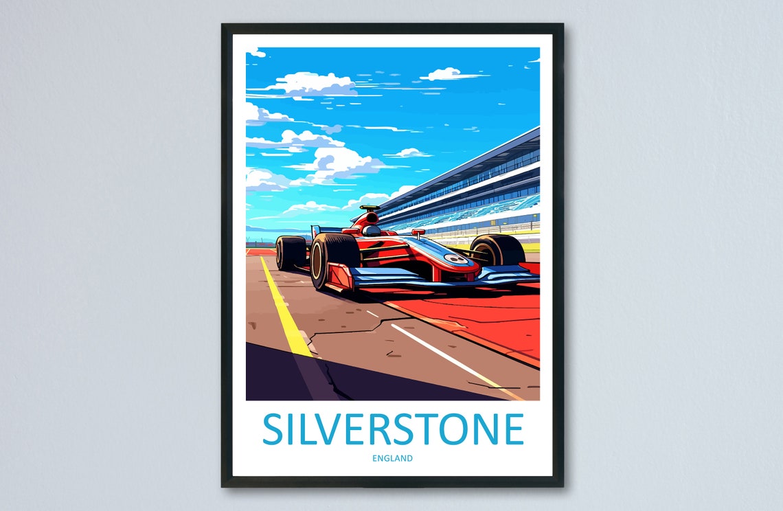 Silverstone Circuit Red Open-Wheel Formula Race Car Track Poster