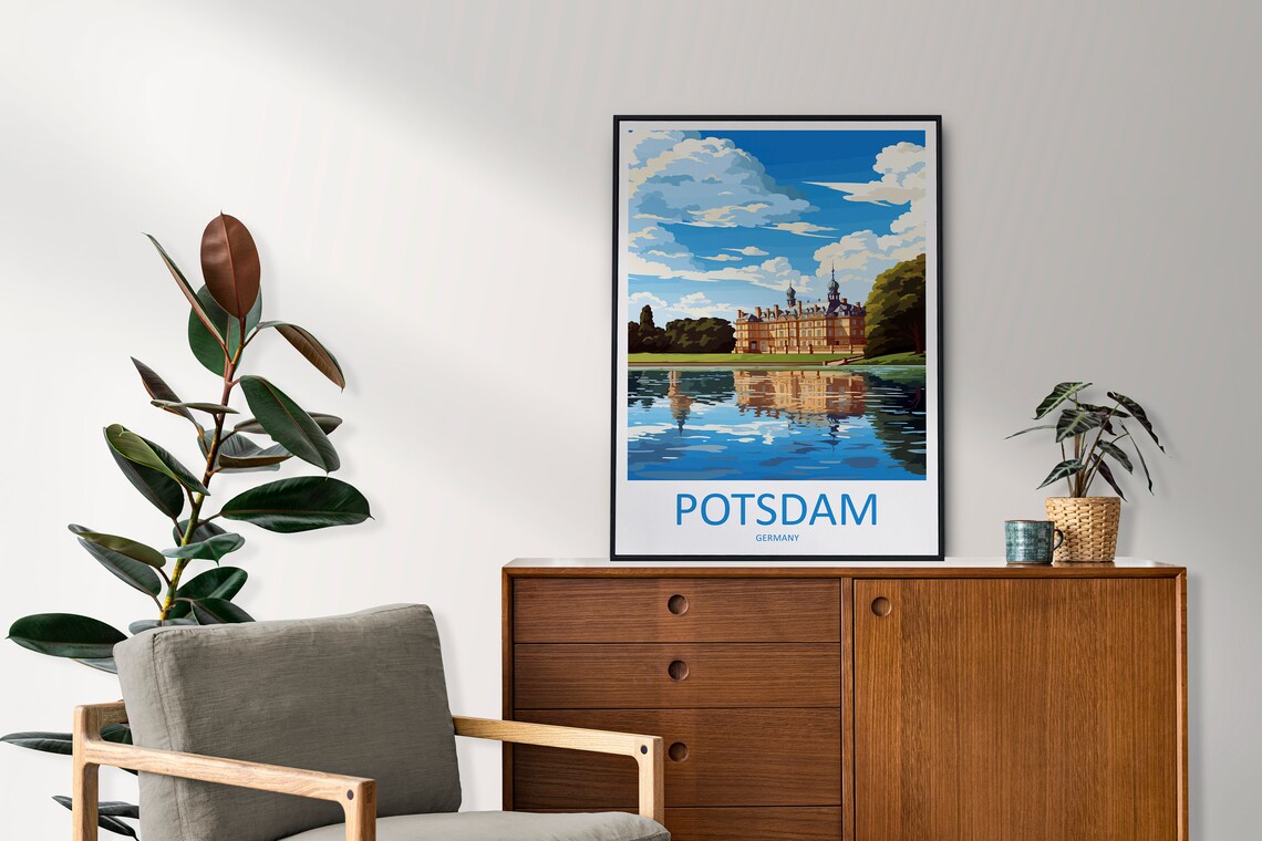 Potsdam Germany Palace Lake Reflection Gardens Travel Poster - Image 2