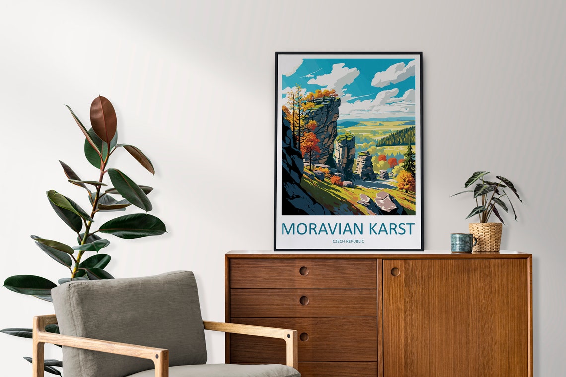 Moravian Karst Czech Republic Limestone Cliffs Autumn Poster - Image 2