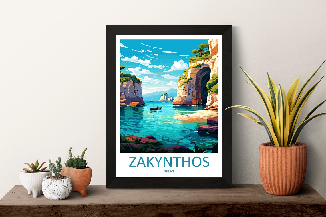Zakynthos Greece Travel Poster, Wall Art Print - Image 3