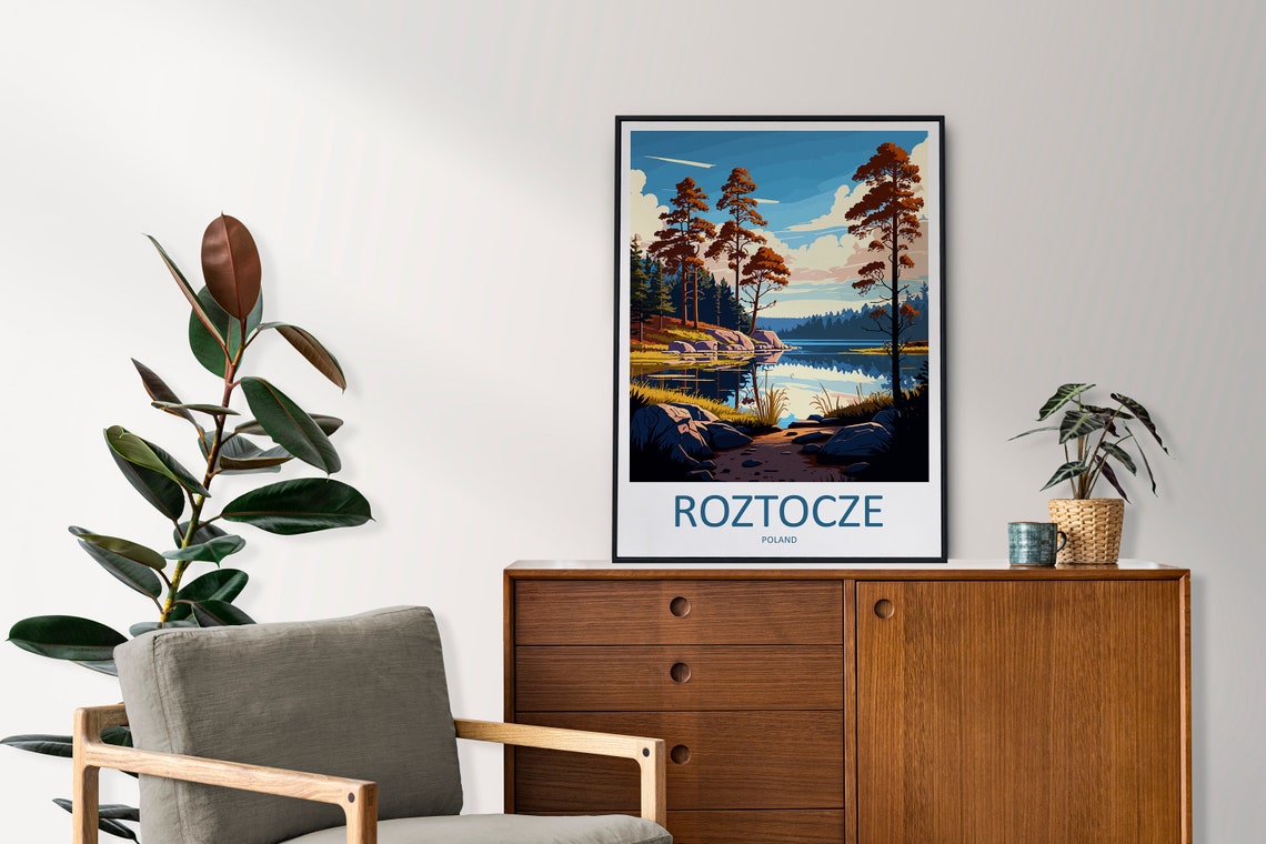Roztocze Poland Still Lake Mirrored Pines Retro Travel Poster Art - Image 2