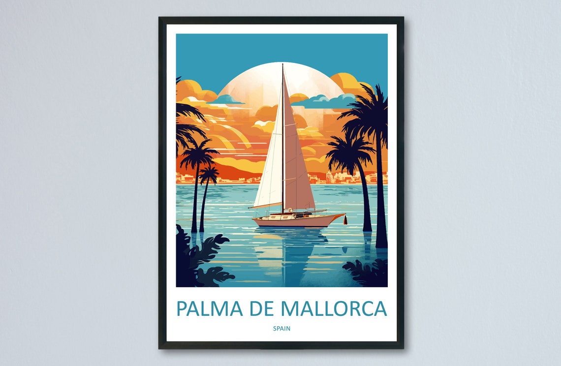 Palma de Mallorca Sailboat at Sunset Over the Mediterranean Poster