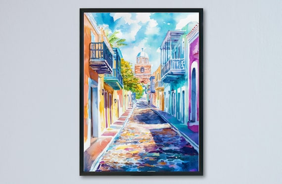 Puerto Rico Watercolor Poster Wall Art Hanging Home Dcor Gift Lovers Lover
