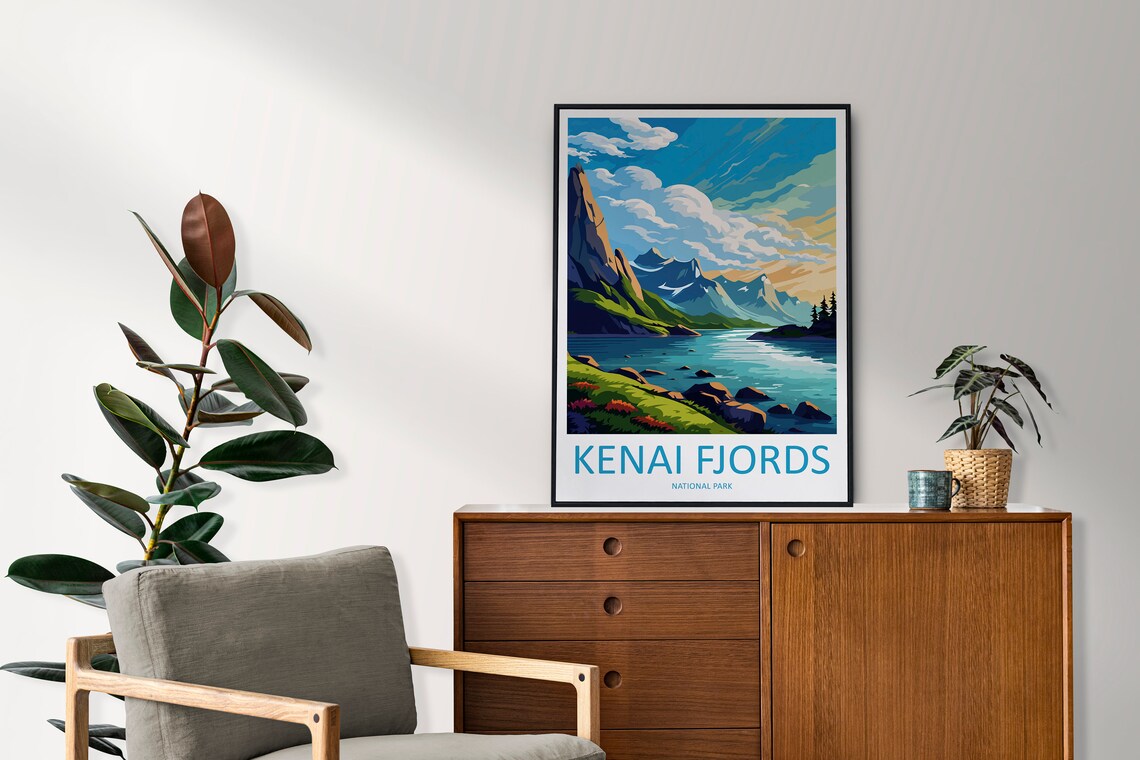 Kenai Fjords National Park Sunset Fjord Shoreline Peaks Poster - Image 2