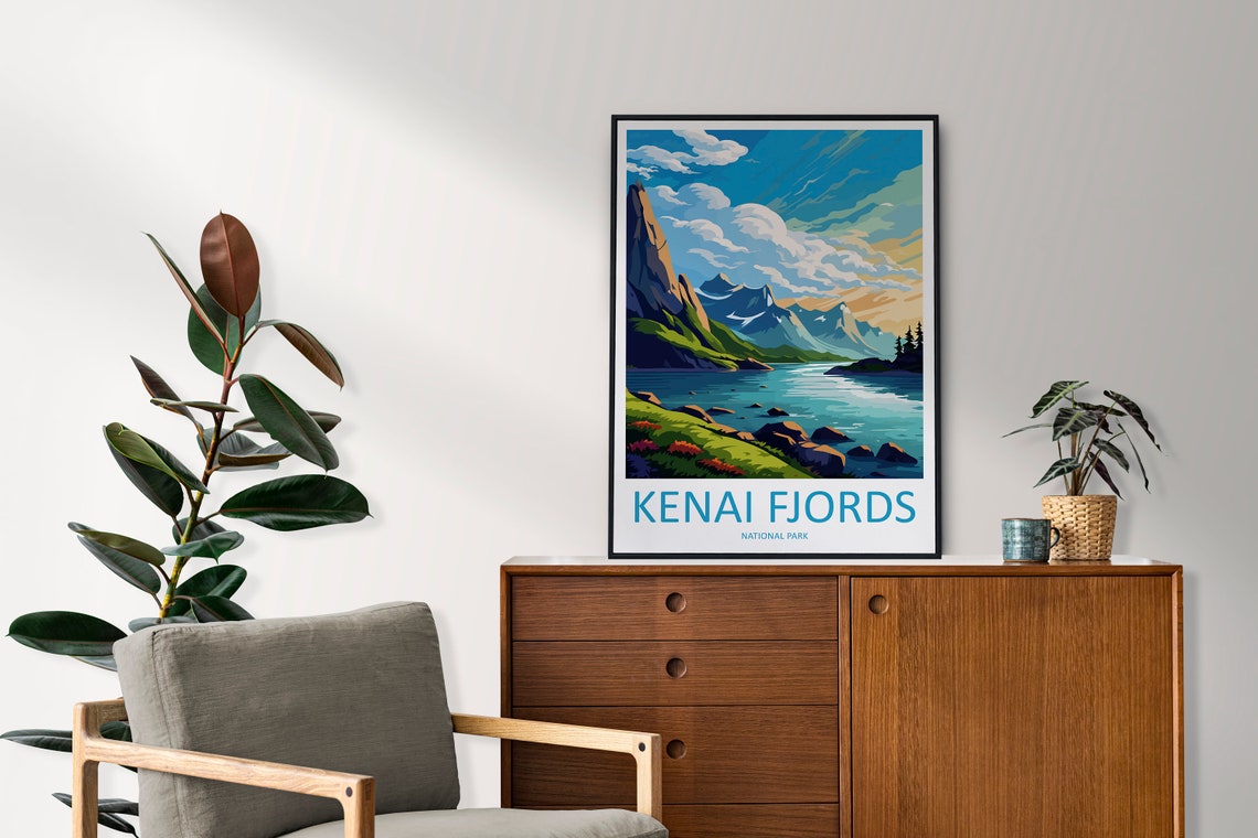 Kenai Fjords National Park Travel Print Wall Art Kenai Fjords Wall Hanging Home Dcor Kenai Fjords Gift Art Lovers Alaska Art Lover Gift - Image 2