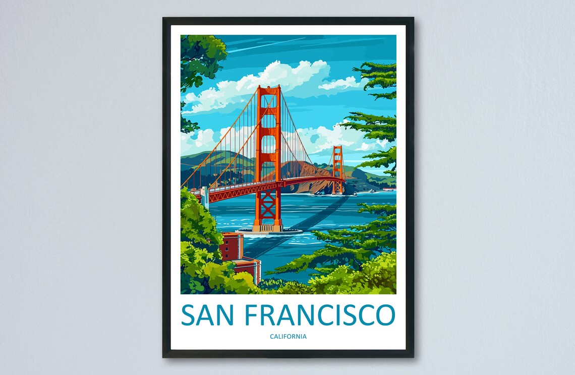 San Francisco Golden Gate Travel Poster, Home Decor
