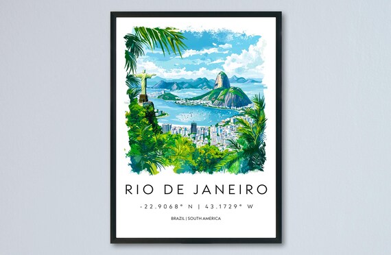 Rio De Janeiro Watercolor Poster Wall Art Hanging Home Dcor Gift Lovers Brazil