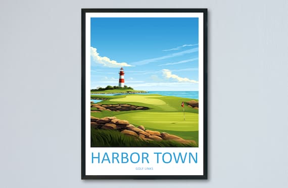 Harbor Town Golf Links Lighthouse Coastal Sunset Travel Poster