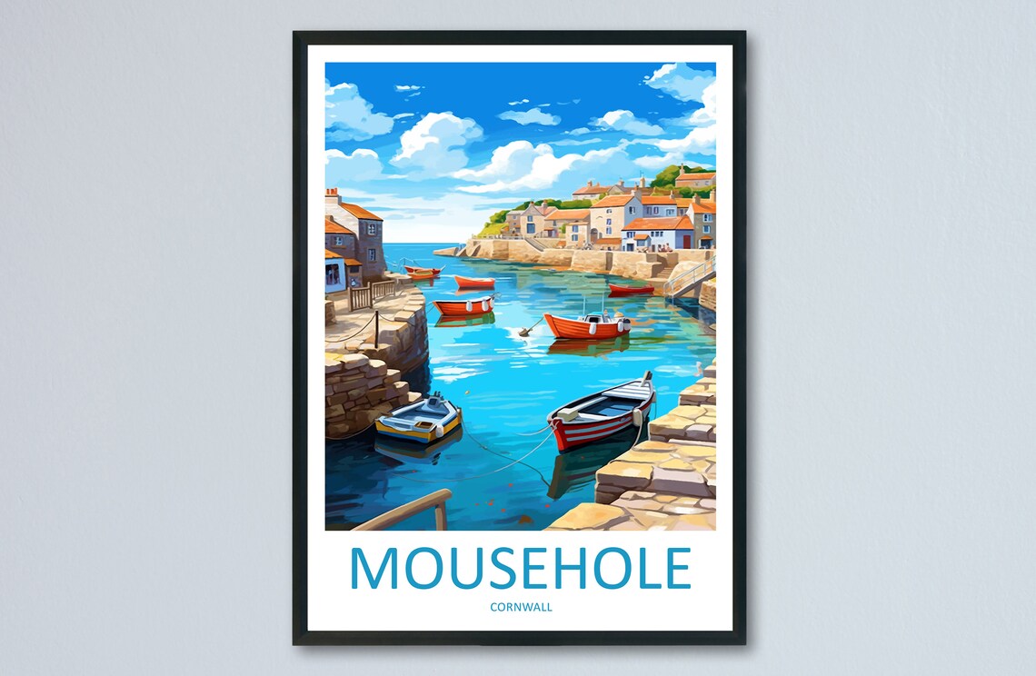 Mousehole Travel Poster, England Place Print