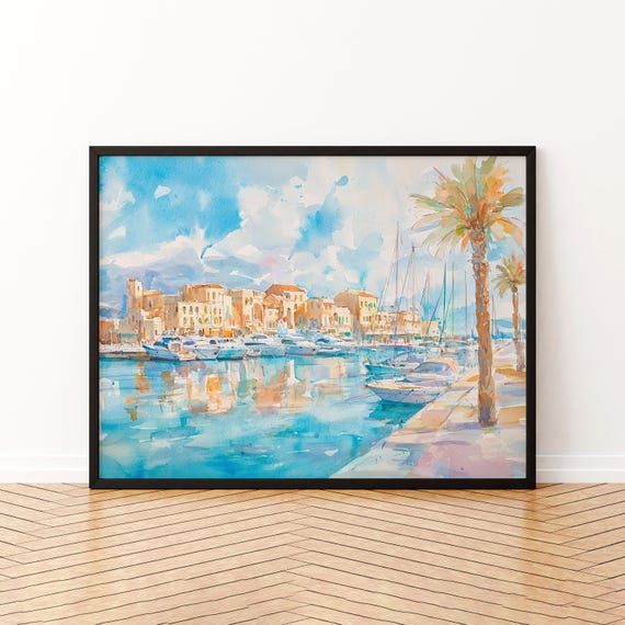 Heraklion Watercolor Poster Wall Art Hanging Home Dcor Gift Lovers Greece