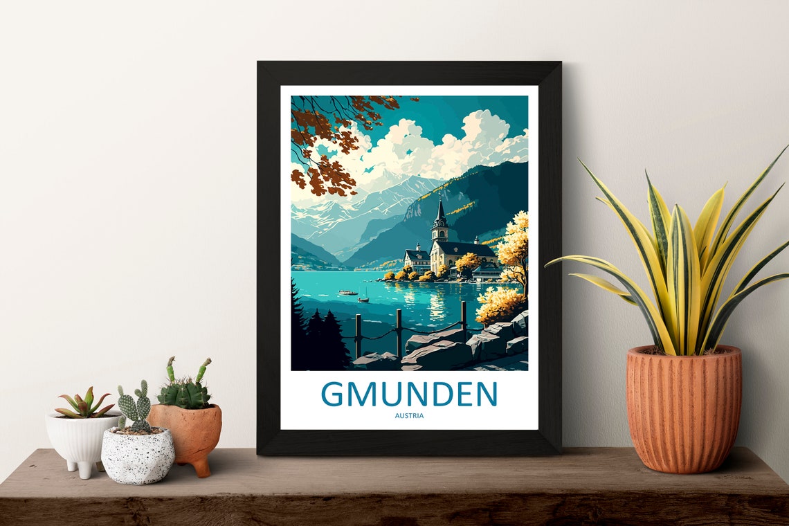 Gmunden Travel Print Wall Art Gmunden Wall Hanging Home Dcor Gmunden Gift Art Lovers Austria Art Lover Gift Gmunden Travel Poster - Image 3