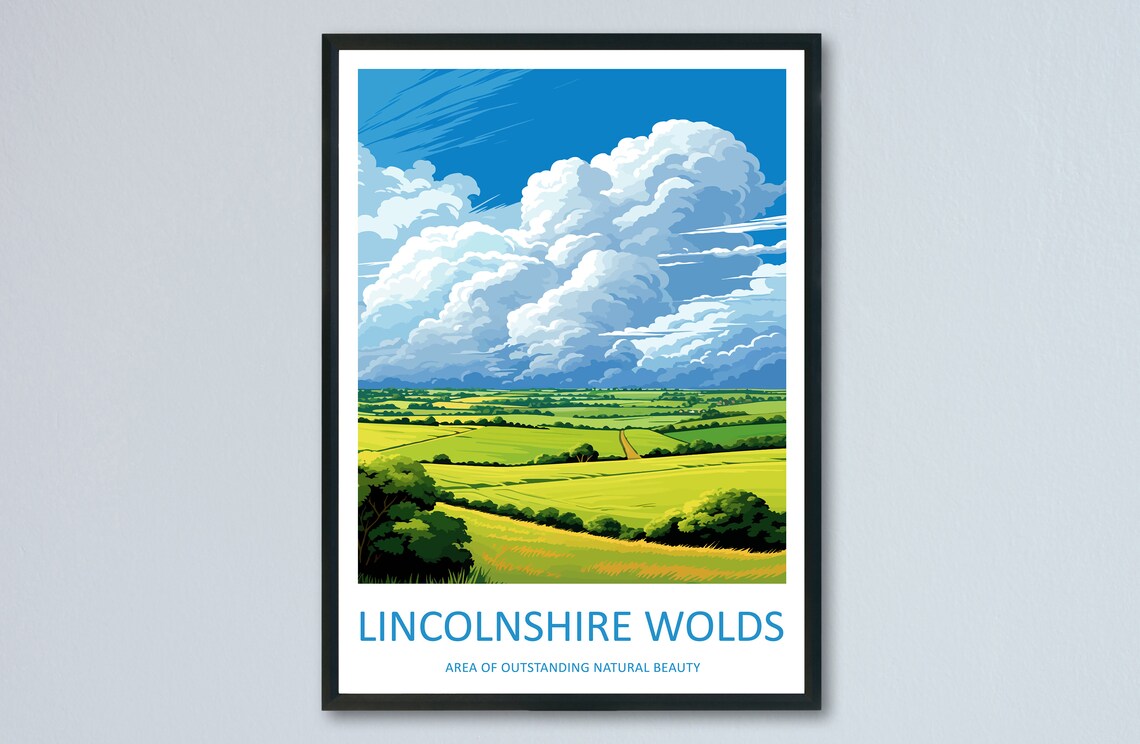 Lincolnshire Wolds Travel Poster, AONB Landscape