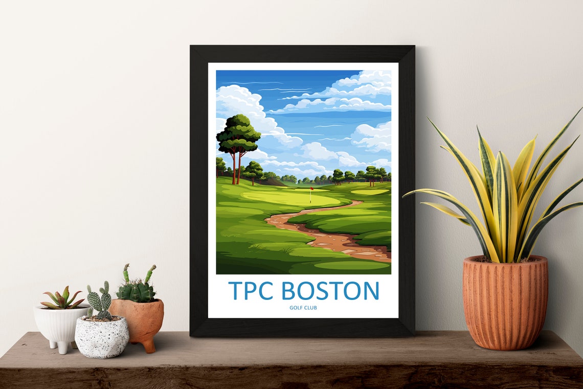 TPC Boston Golf Club Lush Fairway Red Flag Sunny Scene Poster - Image 3